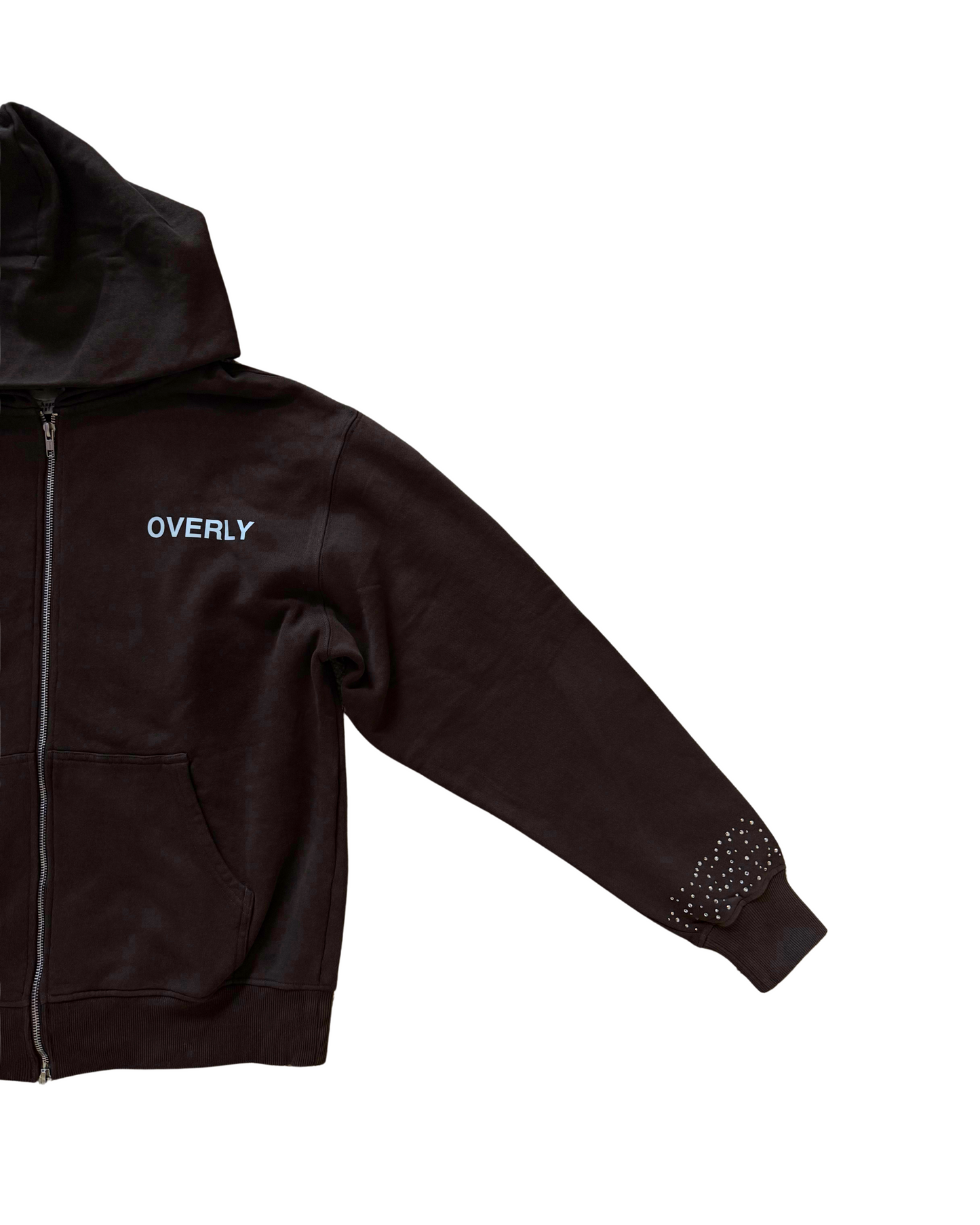 Brown Studded Zip-Up Hoodie