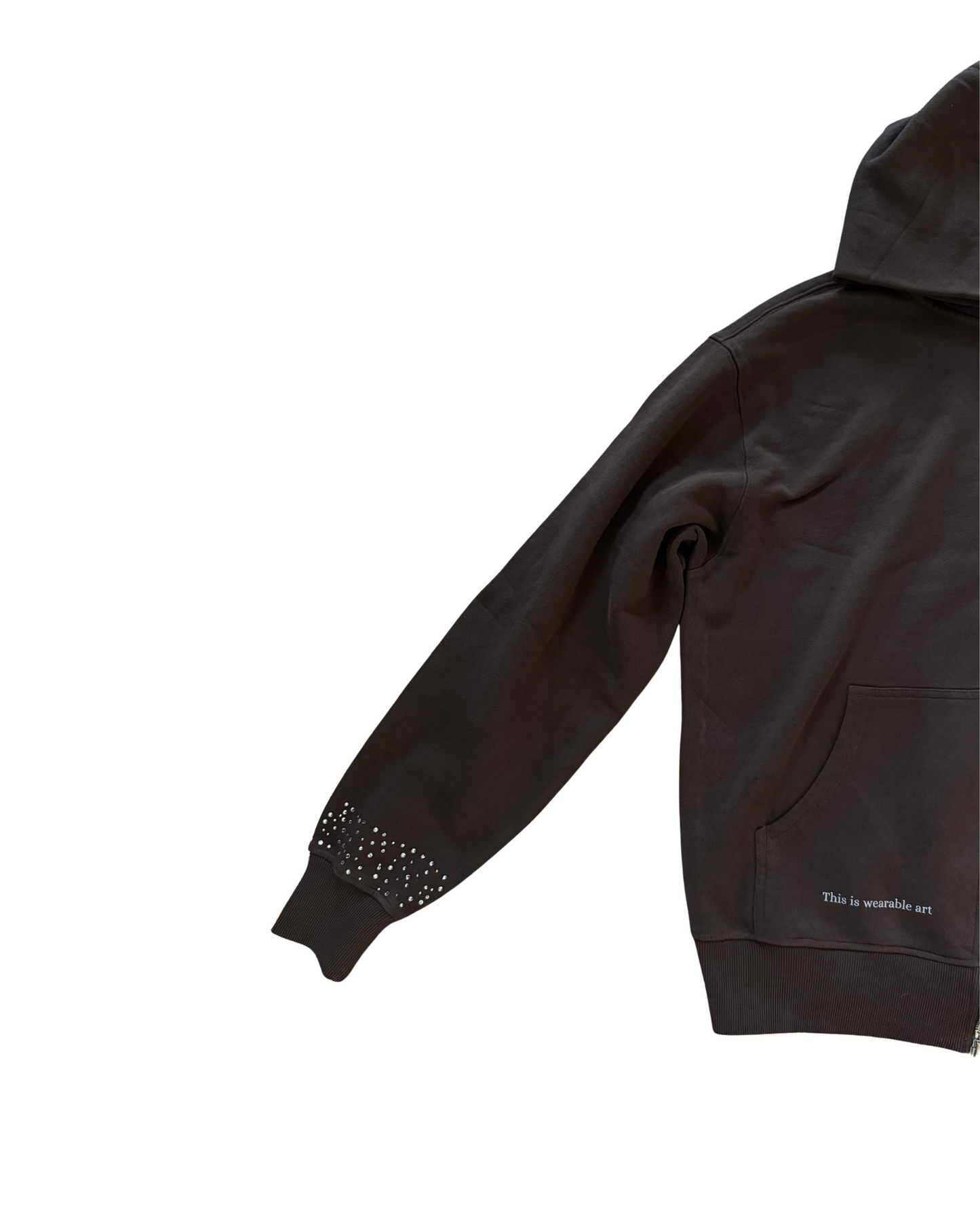 Brown Studded Zip-Up Hoodie