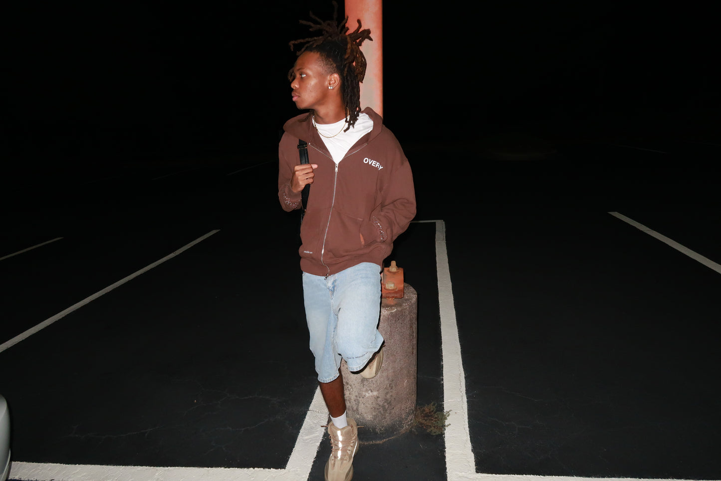 Brown Studded Zip-Up Hoodie